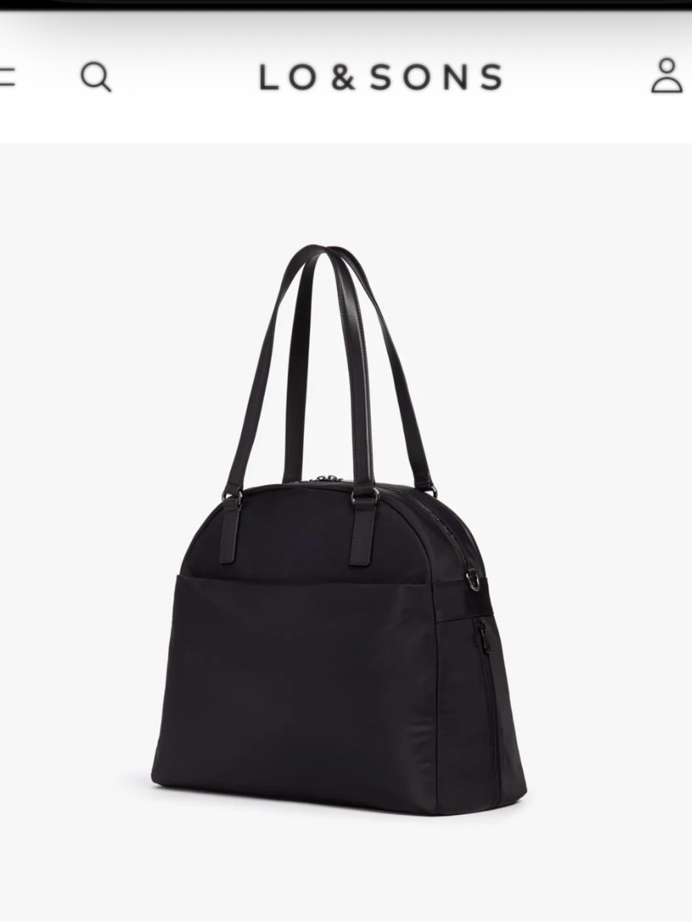 Lo & Sons Black Nylon Tote with Double Shoulder Straps